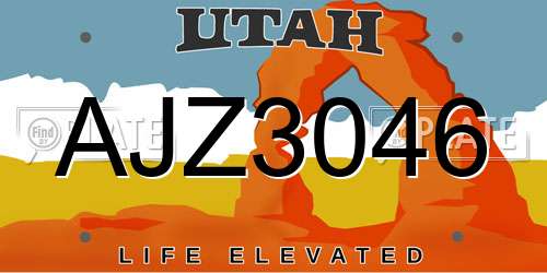 AJZ3046 Utah License Plate