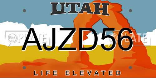 AJZD56 Utah License Plate