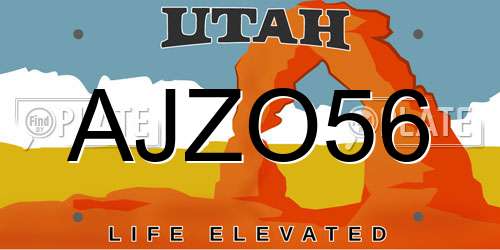 AJZO56 Utah License Plate