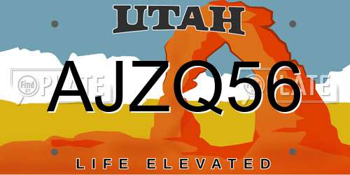AJZQ56 Utah License Plate