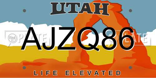 AJZQ86 Utah License Plate
