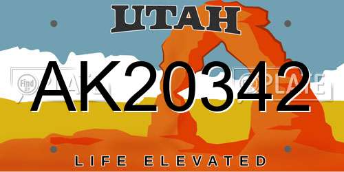 AK20342 Utah License Plate