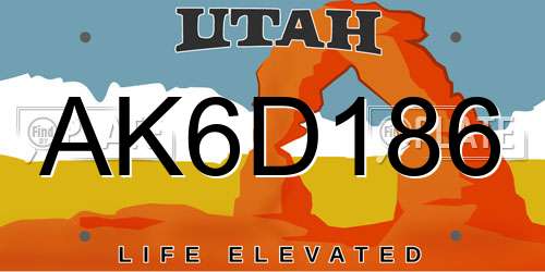 AK6D186 Utah License Plate