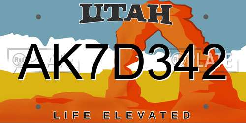 AK7D342 Utah License Plate