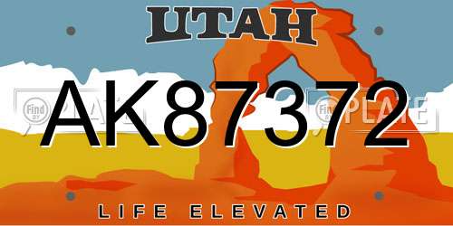 AK87372 Utah License Plate
