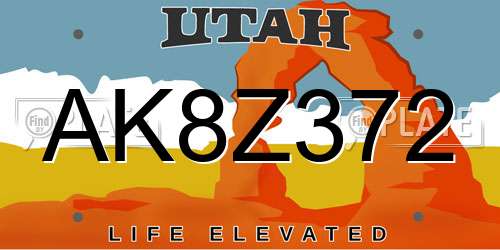 AK8Z372 Utah License Plate