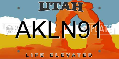 AKLN91 Utah License Plate