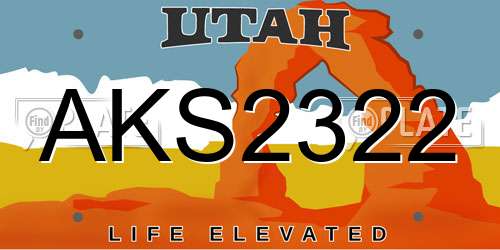 AKS2322 Utah License Plate