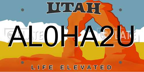AL0HA2U Utah License Plate