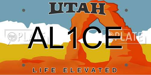 AL1CE Utah License Plate