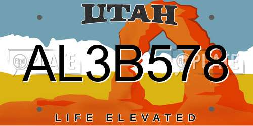 AL3B578 Utah License Plate