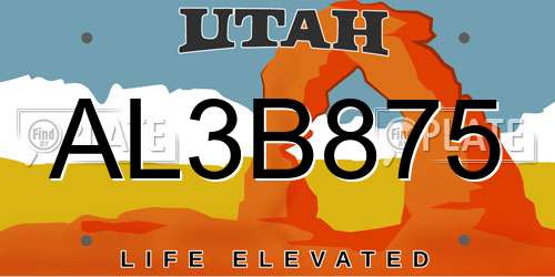 AL3B875 Utah License Plate