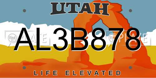 AL3B878 Utah License Plate