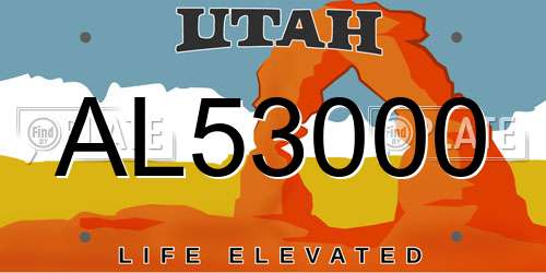 AL53000 Utah License Plate