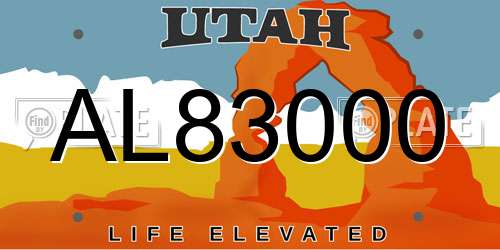 AL83000 Utah License Plate