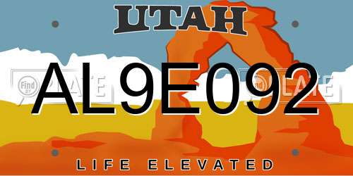 AL9E092 Utah License Plate