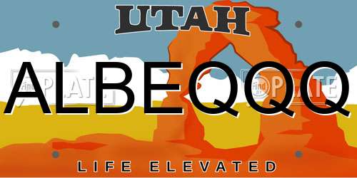 ALBEQQQ Utah License Plate