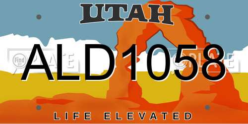 ALD1058 Utah License Plate