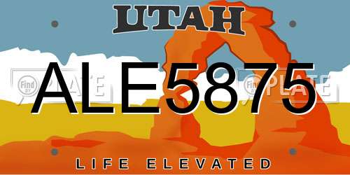 ALE5875 Utah License Plate