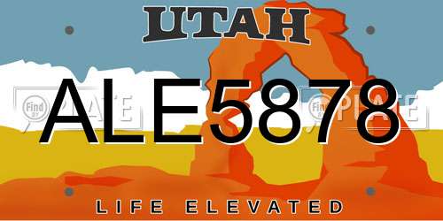 ALE5878 Utah License Plate