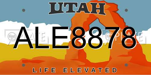 ALE8878 Utah License Plate