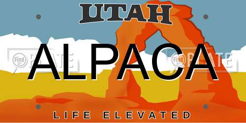 ALPACA Utah License Plate