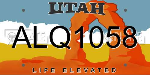 ALQ1058 Utah License Plate