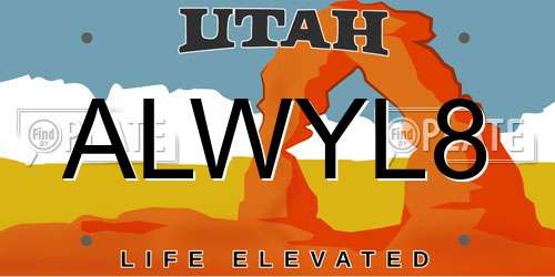 ALWYL8 Utah License Plate