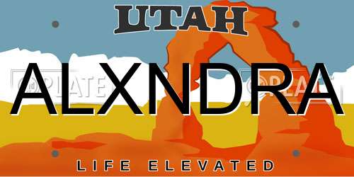 ALXNDRA Utah License Plate