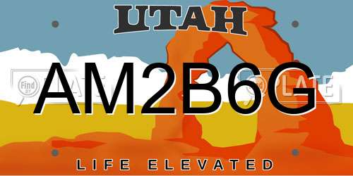 AM2B6G Utah License Plate