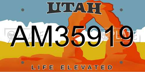AM35919 Utah License Plate