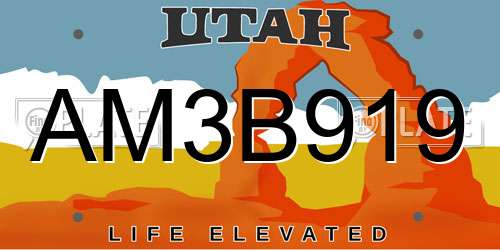 AM3B919 Utah License Plate