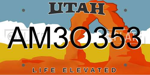 AM3O353 Utah License Plate
