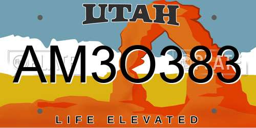 AM3O383 Utah License Plate