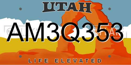 AM3Q353 Utah License Plate