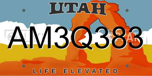 AM3Q383 Utah License Plate