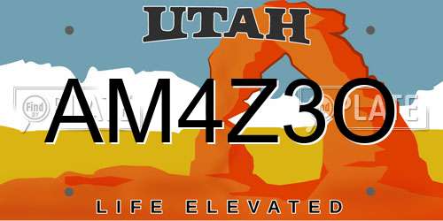 AM4Z3O Utah License Plate