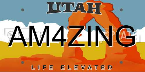 AM4ZING Utah License Plate