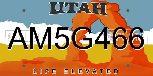 AM5G466 Utah License Plate