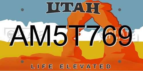 AM5T769 Utah License Plate