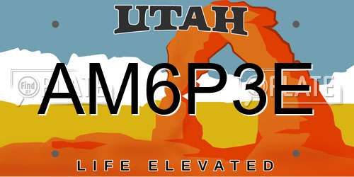 AM6P3E Utah License Plate