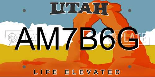 AM7B6G Utah License Plate