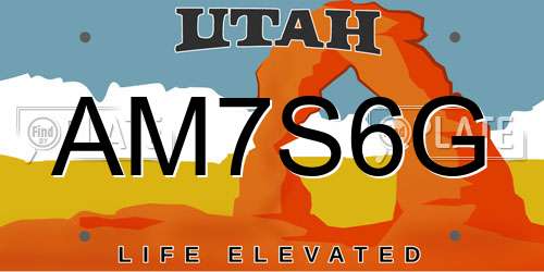 AM7S6G Utah License Plate