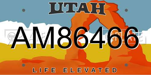 AM86466 Utah License Plate