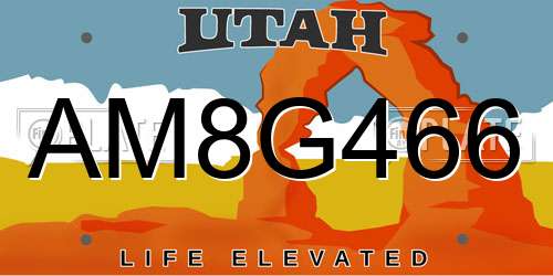 AM8G466 Utah License Plate