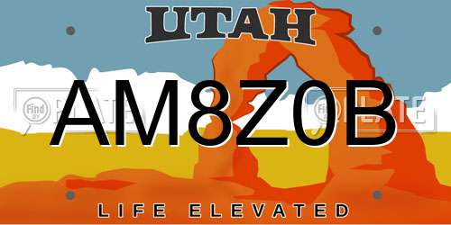 AM8Z0B Utah License Plate