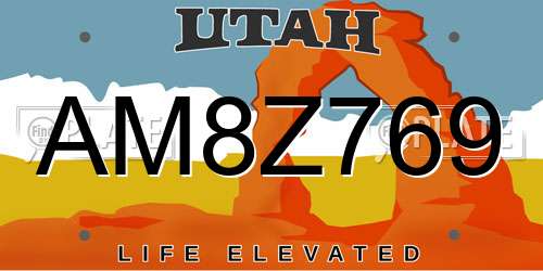 AM8Z769 Utah License Plate