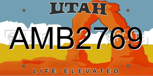 AMB2769 Utah License Plate