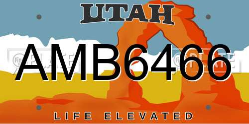 AMB6466 Utah License Plate