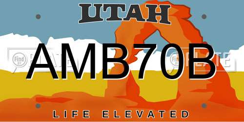 AMB70B Utah License Plate